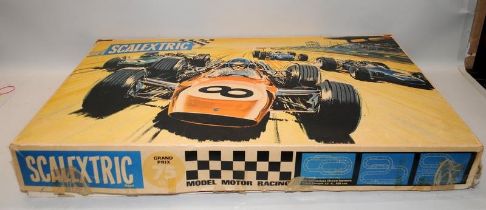 Vintage Scalextric Grand Prix 75 slot car racing set. The most expensive set available in its day,