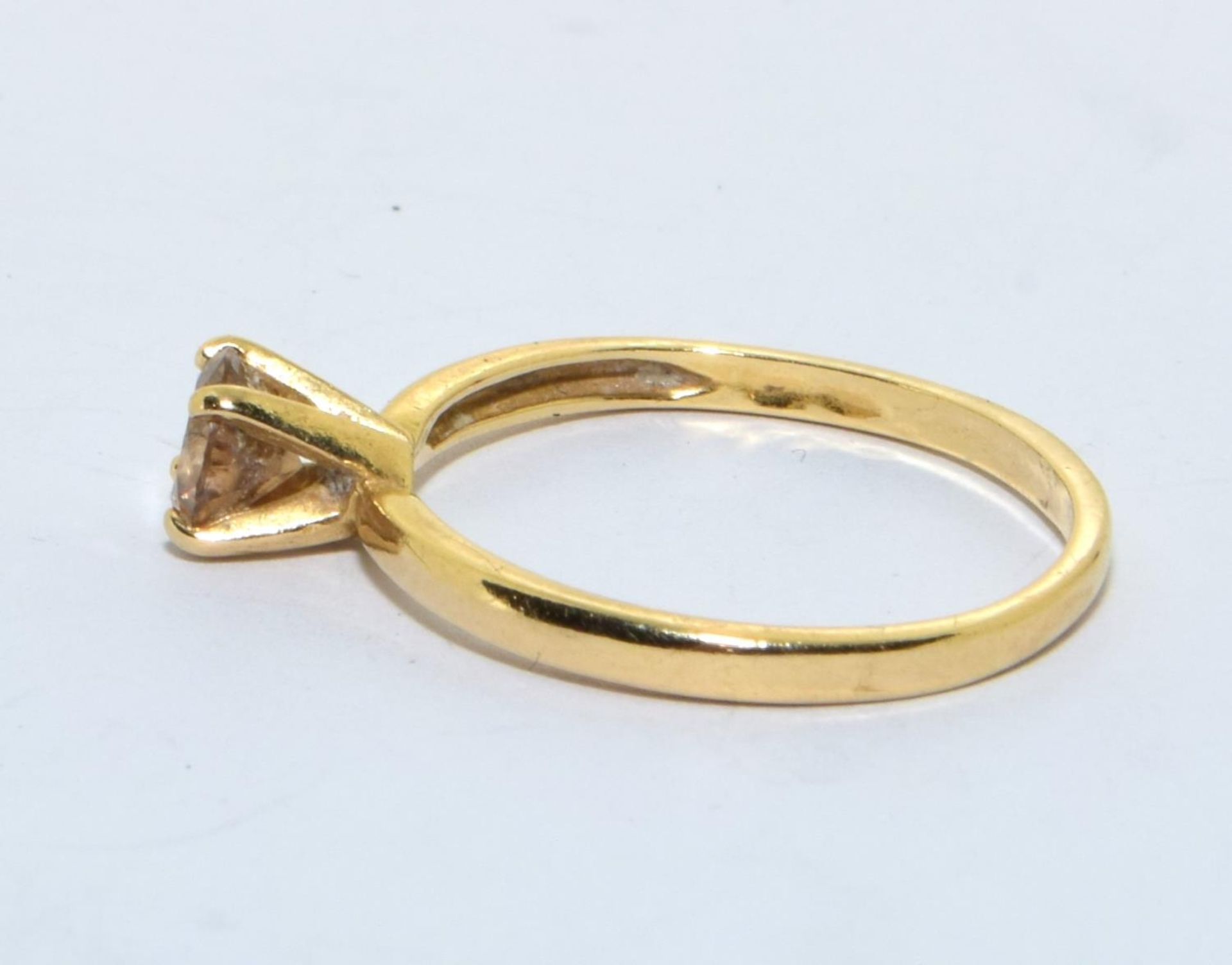 Diamond Champagne solitaire approx 0.33ct in a 14ct gold ring size L - Image 2 of 5