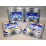 Gemini Jets 1:400 scale die-cast model aircraft. 4 models in lot, all boxed