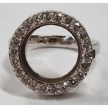 925 silver open face ring set with white cz stones size N