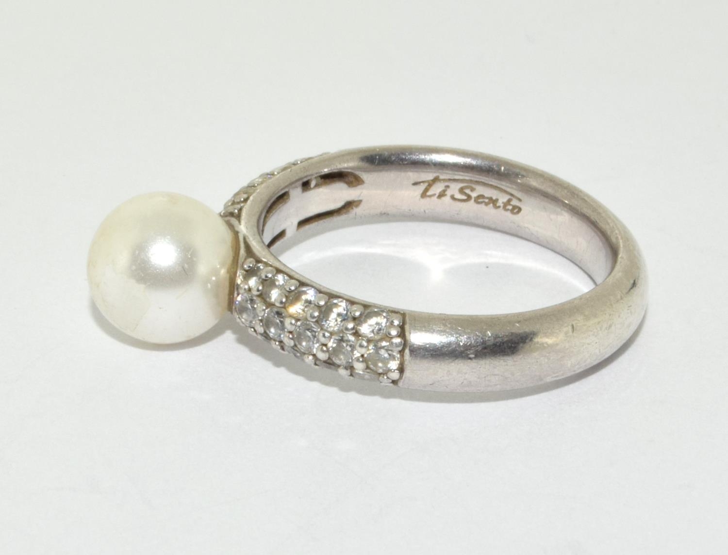 925 silver Ti-Santo pearl ring size R - Image 2 of 3