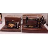 Two vintage sewing machines to include a Singer example. Both require some restoration.