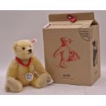 Steiff white mohair "100" collectors teddy bear 26cm boxed.