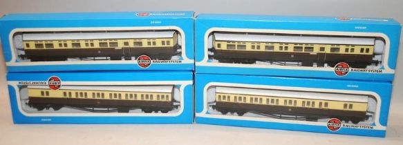 Airfix OO gauge coaches, GWR chocolate/cream livery, 4 in lot, all boxed