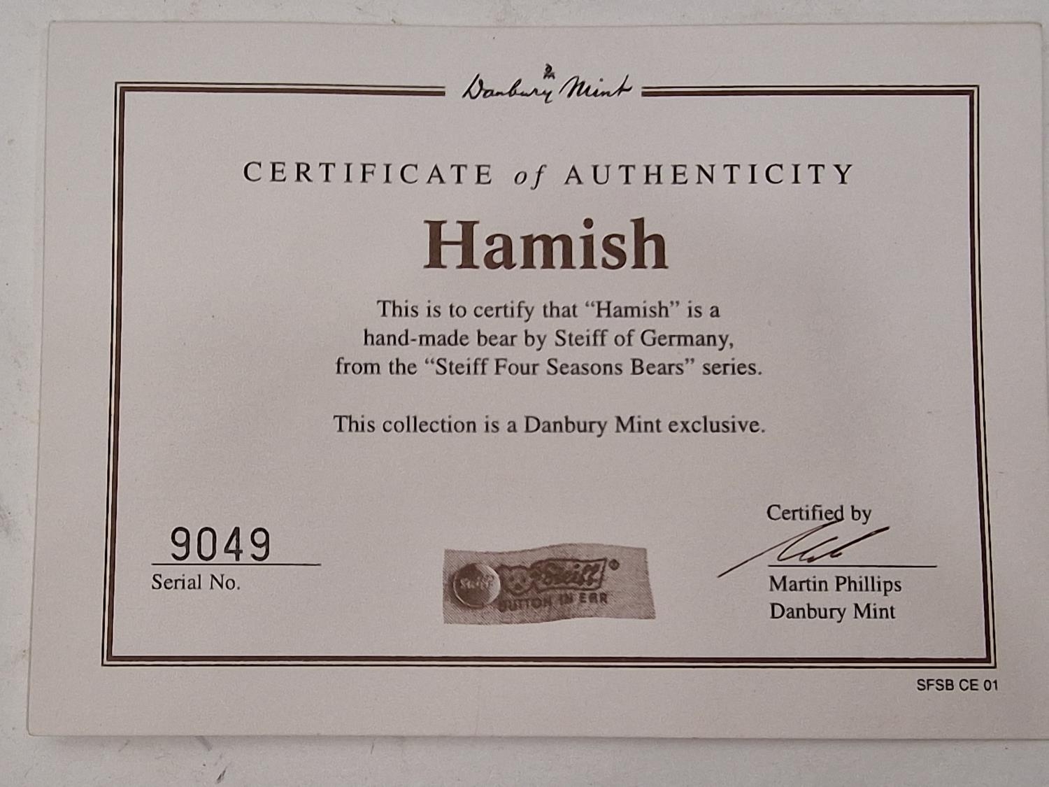 Steiff Danbury Mint "Hamish" collectors teddy bear 34cm complete with certificate in plain cardboard - Image 3 of 3