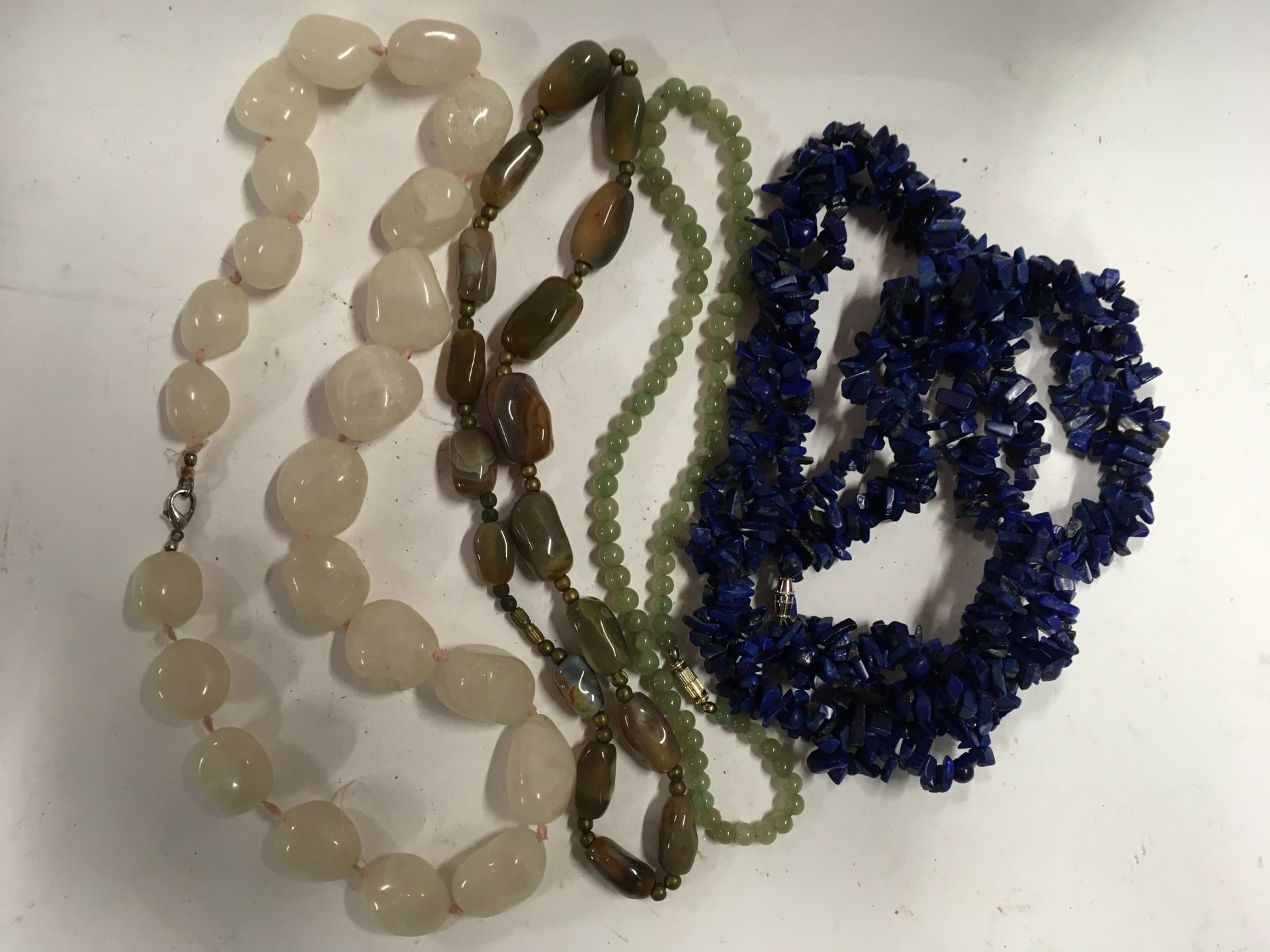 A large collection of natural stone necklaces to include Blue Lapis and Jade - Image 2 of 2