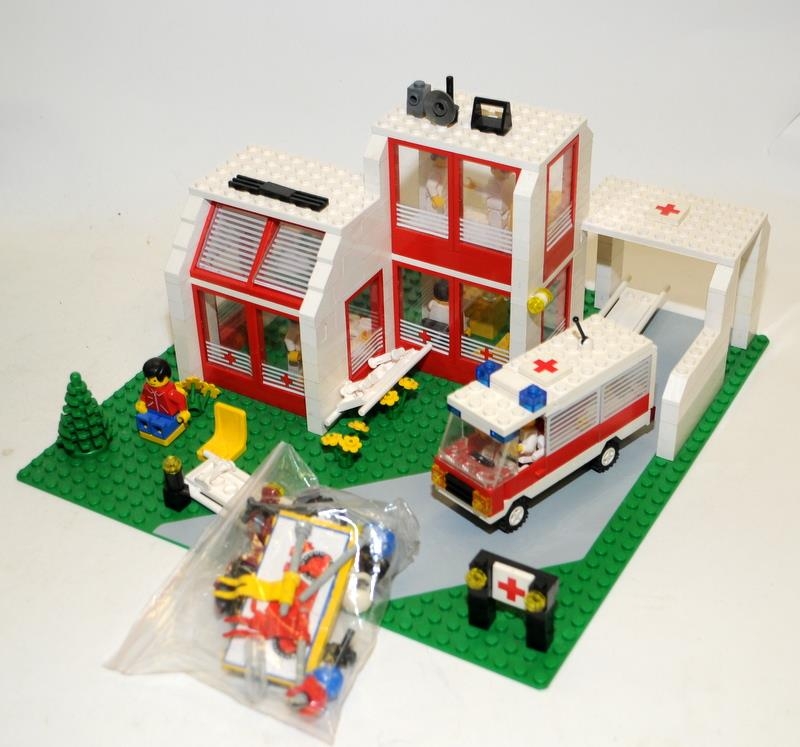 Vintage Lego Emergency Ambulance Centre, Horse Riding Stable (both built on Lego bases and not