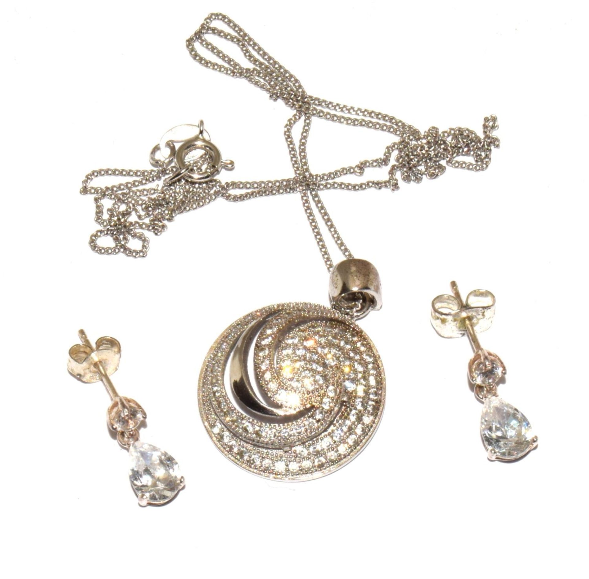 925 silver modernist pendant and earrings