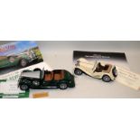 Franklin Mint 1:24 Scale Jaguar SS-100 sports car with box and papers c/w 1938 Alvis 4.3 Litre, also