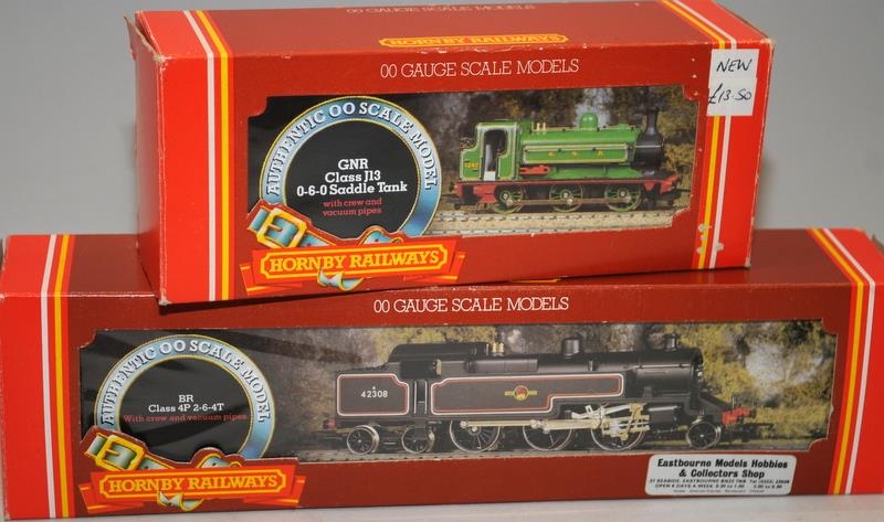 Hornby OO gauge GNR Class J13 Loco Saddle Tank ref:R396 c/w LMS Class 4P Tank ref:R062. Both boxed