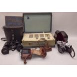 Mixed lot to include Vintage Vidor radio, cameras, binoculars etc.