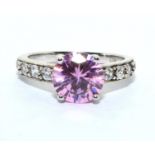 A 925 silver and pink CZ ring Size M