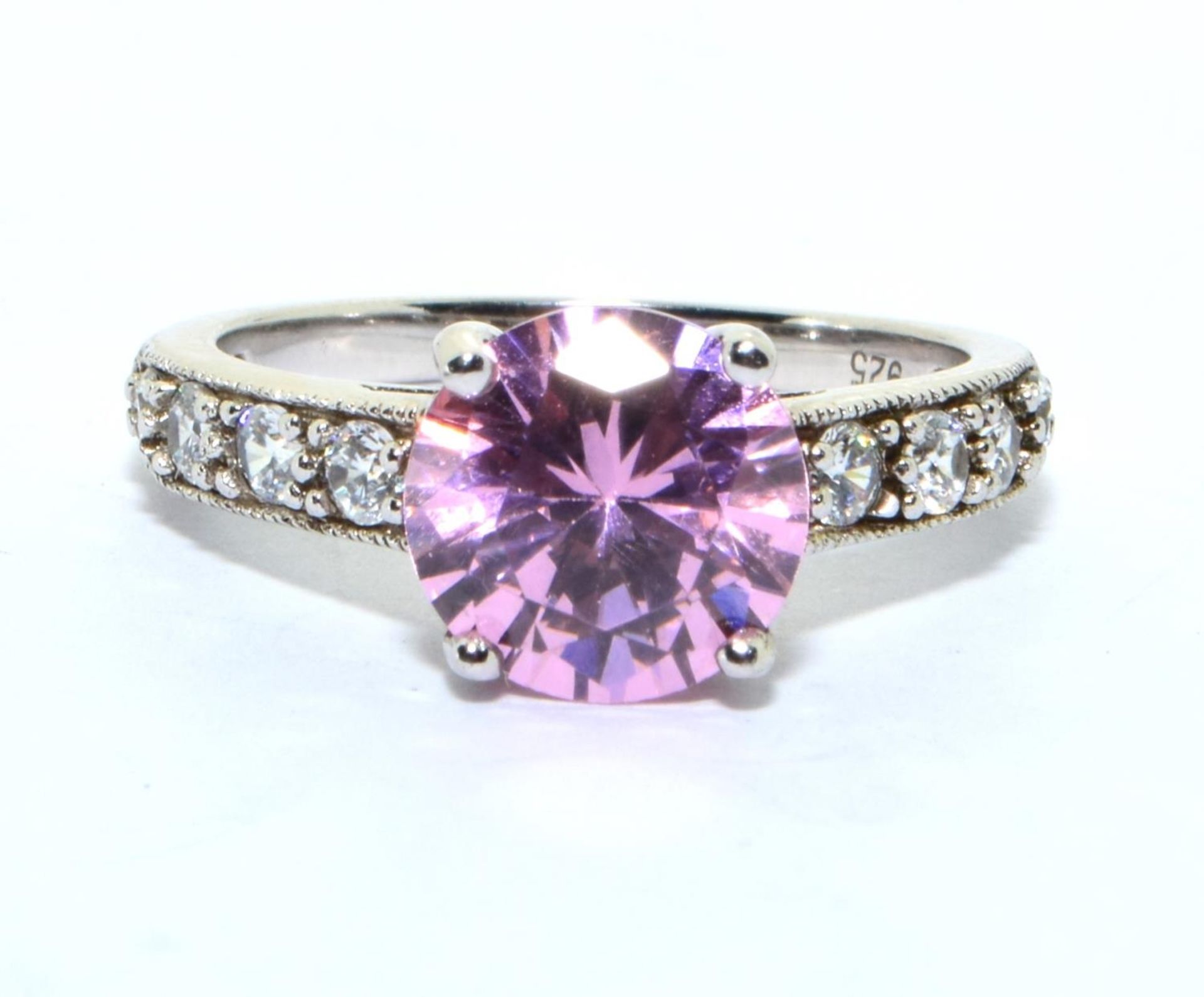 A 925 silver and pink CZ ring Size M