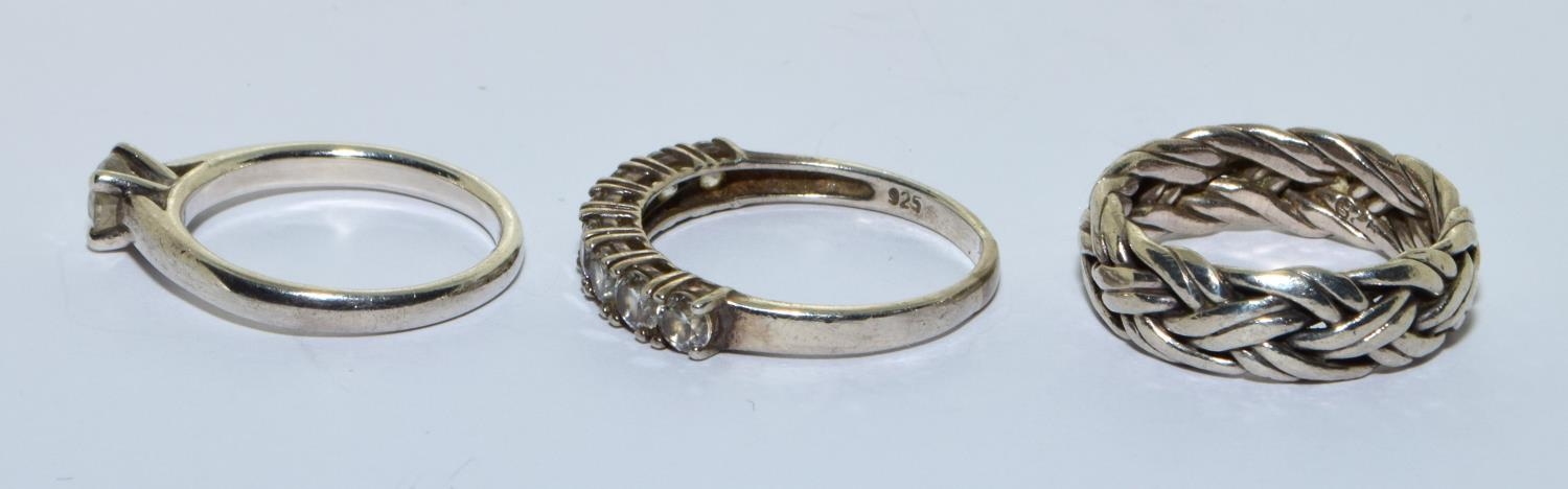 3 x 925 silver rings to include a Rope twist ring - Image 2 of 3