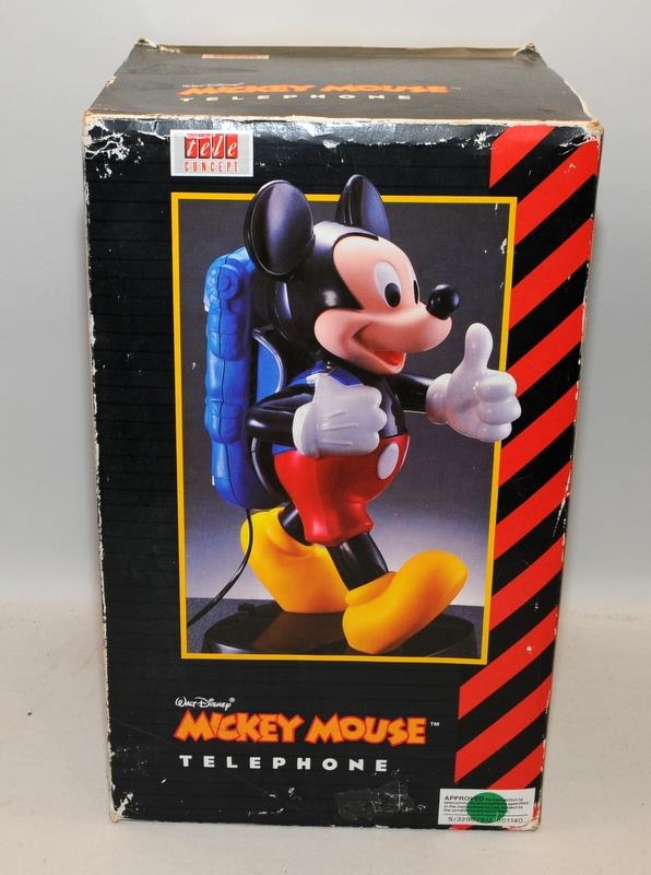 Vintage novelty Mickey Mouse telephone by Tele Concept. In original box - Image 4 of 4