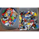 Two tubs of mixed loose Lego including minifigures