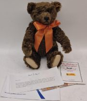 Steiff Danbury Mint "Autumn" brown collectors teddy bear 33cm with plain cardboard box. Tags still