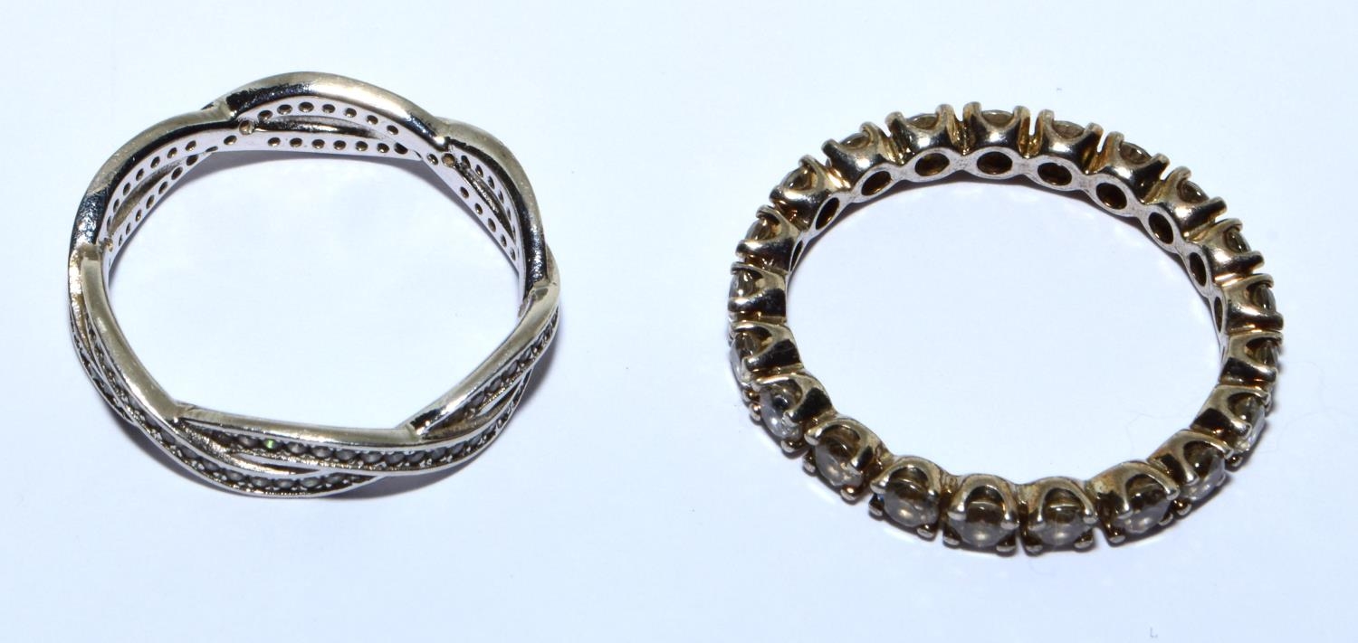 2 x 925 silver Eternity rings size S and T - Image 2 of 3