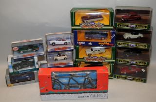 A collection of Corgi and Dinky die-cast model vehicles c/w a die-cast model tandem. 15 items in