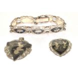 Siamese silver bracelet pendant and brooch