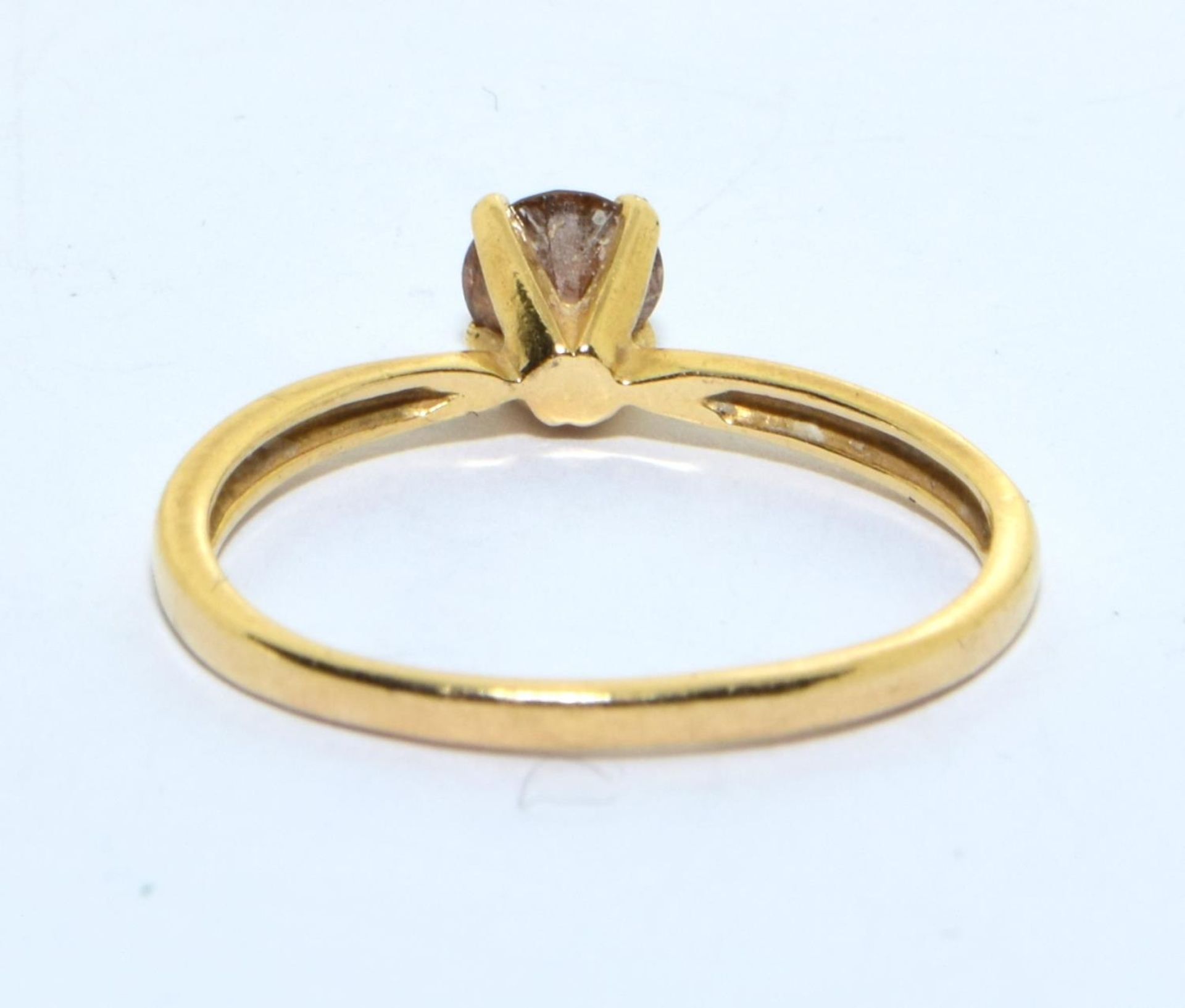 Diamond Champagne solitaire approx 0.33ct in a 14ct gold ring size L - Image 3 of 5