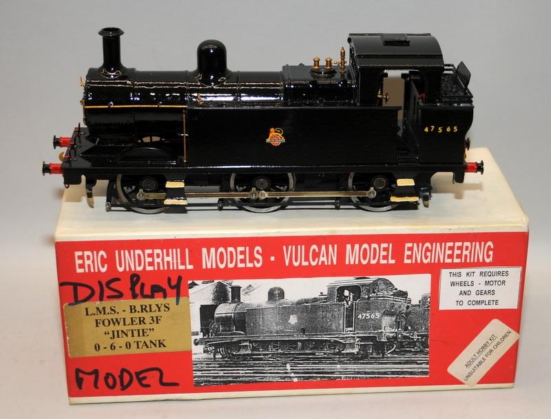 Vintage Eric Underhill O gauge Built Kit 0-6-0 Tank Engine, BR Black 47565, with motor. In