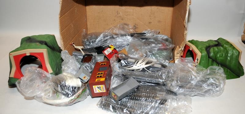 A quantity of OO gauge track, controllers, lineside buildings etc. Two boxes - Image 2 of 4