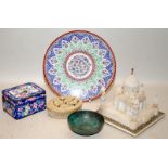 A quantity of Oriental and Middle Eastern collectibles to include model Taj Mahal and a bronze bowl.