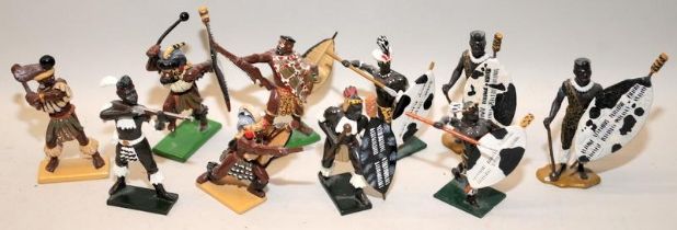 Zulu Wars die-cast figures: 10 Zulu figures, 6 are Britain's. Various poses
