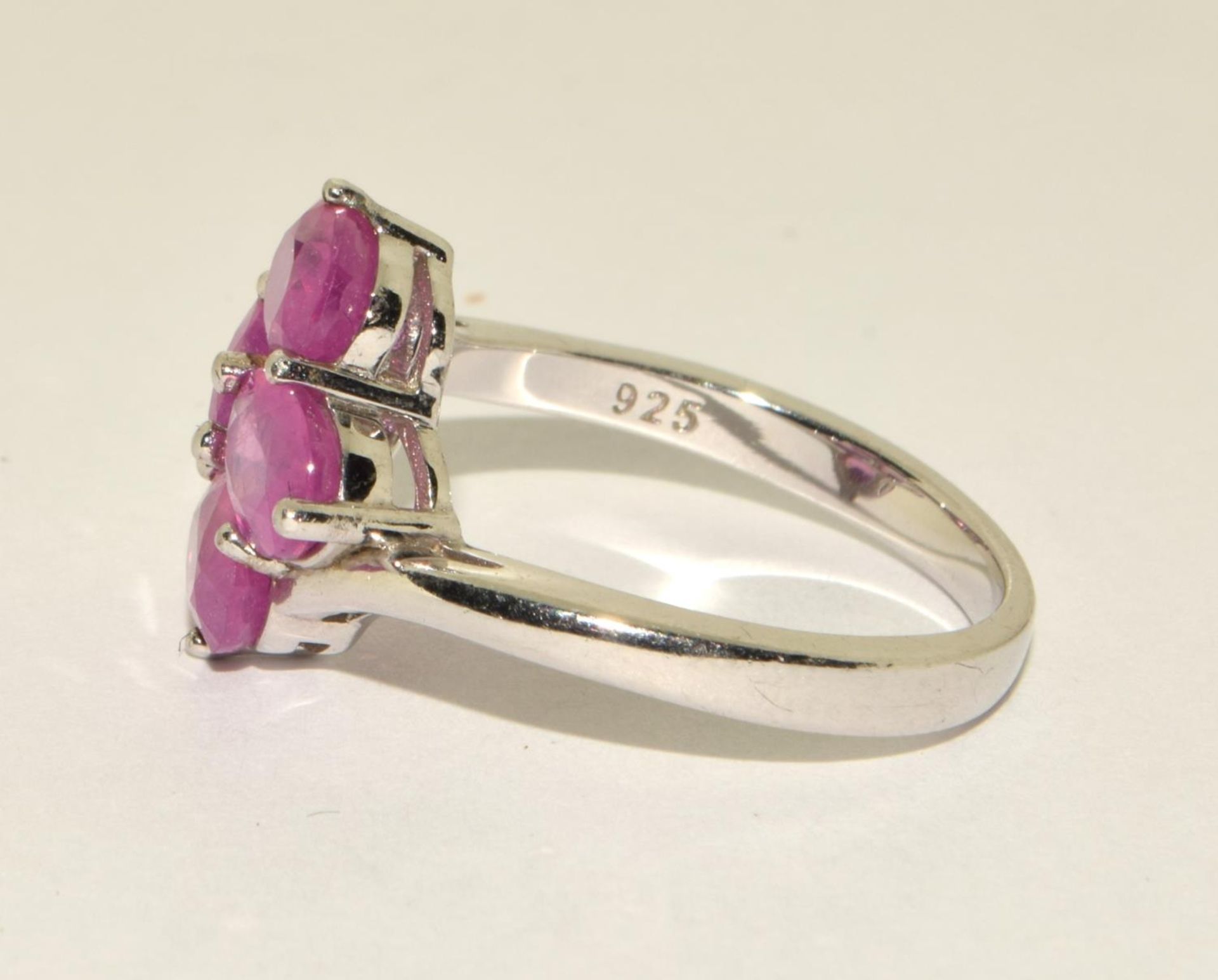 A 925 silver TGGC pink stone flower ring Size P - Image 2 of 3