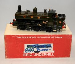 Vintage Eric Underhill O Gauge Built Kit 0-6-0 Tank Engine, GWR Green No.1991. With motor. Boxed (