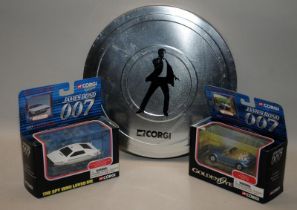 Corgi James Bond collectors tin c/w 8 vehicles. Lot also includes 2 further boxed Corgi James Bond