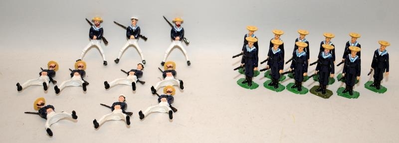 Good Soldiers die-cast figures: Circa 1900 British Sailors on parade in sennet hats x 11 c/w horse