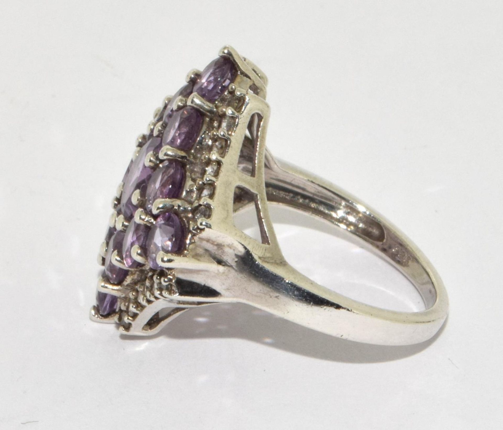 Superb amethyst 925 silver Navette ring Size M 1/2. - Image 2 of 3