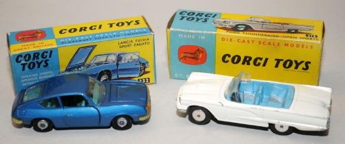 Vintage Corgi Toys die-cast Ford Thunderbird - Open Sports No.215 c/w Lancia Fulvia Sport Zagato