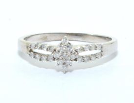 Diamond 9ct white gold ring size T