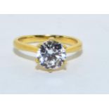 A gold on 925 silver stunning solitaire ring Size N