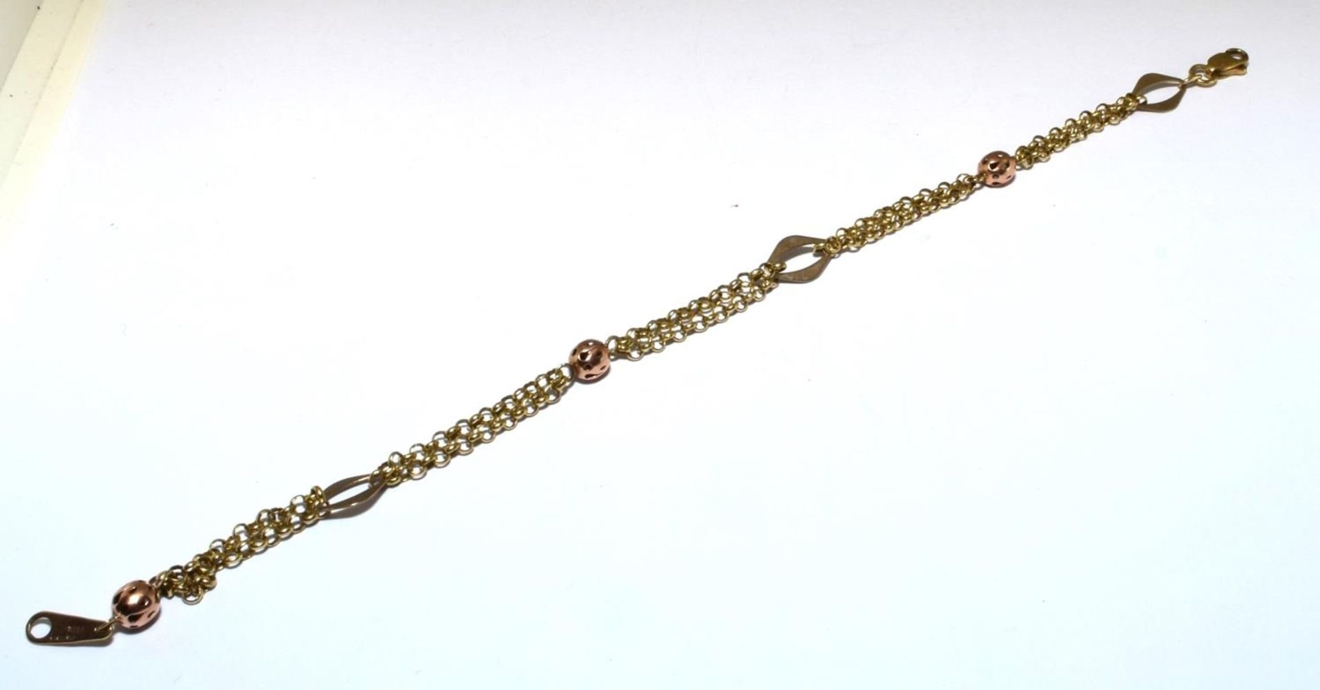 9ct gold ball design bracelet 3.6g 16cm long