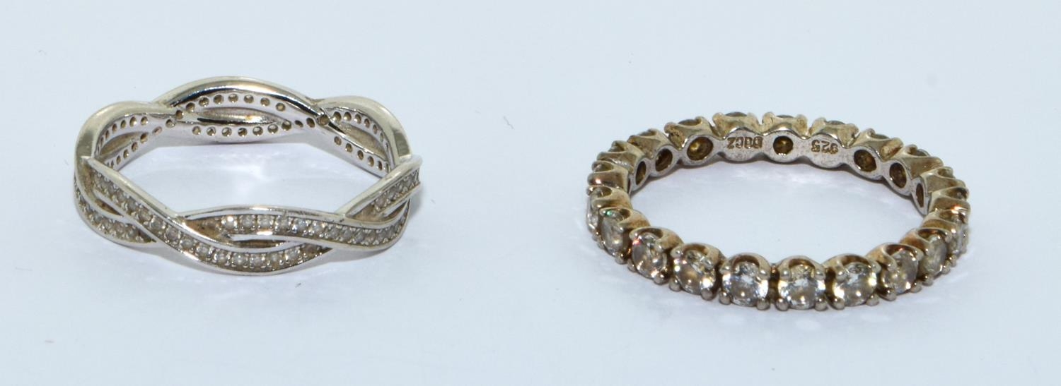 2 x 925 silver Eternity rings size S and T - Image 3 of 3