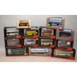 A collection of die-cast buses and coaches including local interest Bournemouth. Gilbow EFE and