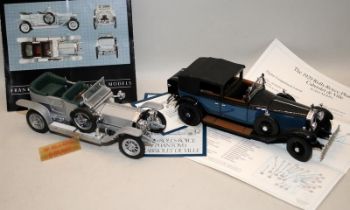 Franklin Mint 1:24 scale 1929 Rolls Royce Phantom I Cabriolet De Ville c/w 1925 Rolls Royce Silver