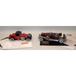 Franklin Mint 1:24 Scale 1930 Dusenberg Model J Derham Tourster with box and papers c/w 1928 Stutz