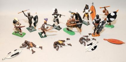 Zulu Wars die-cast figures: Rorke's Drift Zulu figures x 13, various poses. Maker unknown