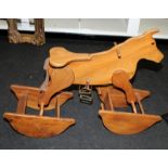 Ferndown Joinery Products unusual wooden rocking horse on two rockers. 103cms across