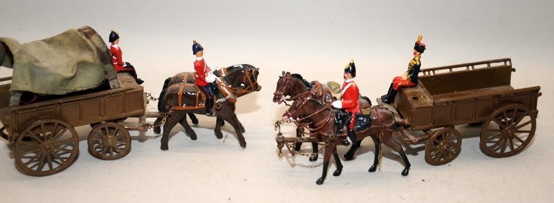 Vintage Britain's die-cast figures: 2 x Supply Corps Wagons ref:146(?) each with 2 figures and 2