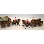 Vintage Britain's die-cast figures: 2 x Supply Corps Wagons ref:146(?) each with 2 figures and 2