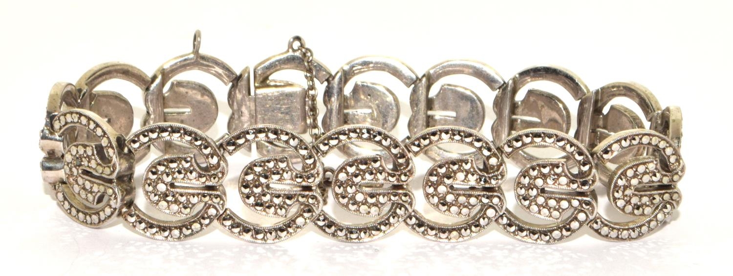 Superb Antique Art Deco marcasite w/metal bracelet