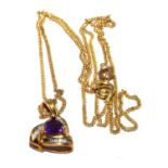 9ct gold Diamond and Amethyst pendant necklace with a chain of 46cm