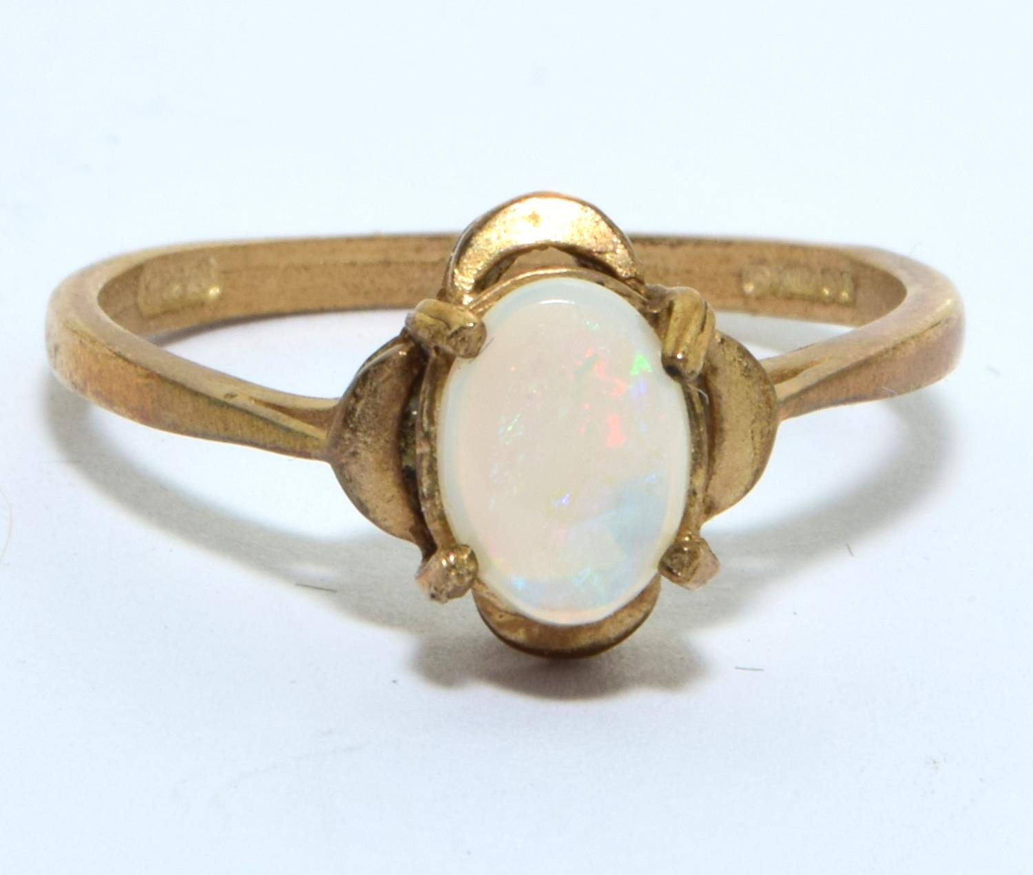 9ct gold Opal claw set ring size O - Image 5 of 5
