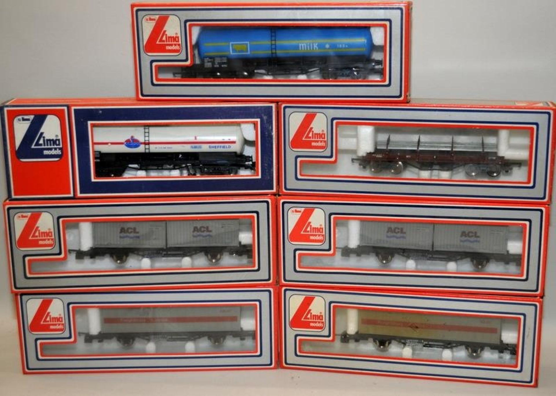 Lima OO gauge goods wagons, 7 in lot, all boxed